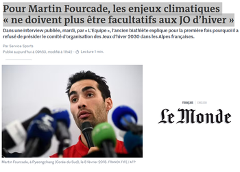 17/10/2025 - Le Monde - Pour Martin Fourcade, les enjeux climatiques « ne doivent plus être facultatifs aux JO dhiver »