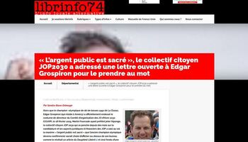 Librinfo 74 : « Largent public est sacré », le collectif citoyen JOP2030 a adressé une lettre ouverte à Edgar Grospiron pour le prendre au mot