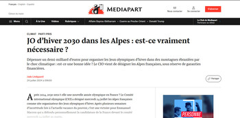 Médiapart - JO dhiver 2030 dans les Alpes  est-ce vraiment nécessaire 