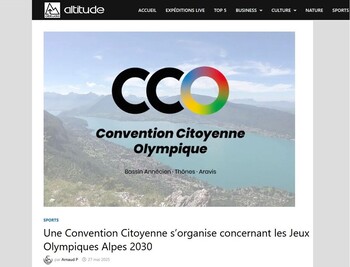 27-05-2025 - Altitude News - Une Convention Citoyenne s�organise concernant les Jeux Olympiques Alpes 2030
