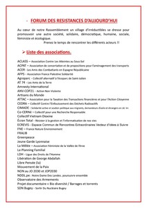 Liste des stands au Forum des Résistances d'Aujourd'hui 2025 - page 1